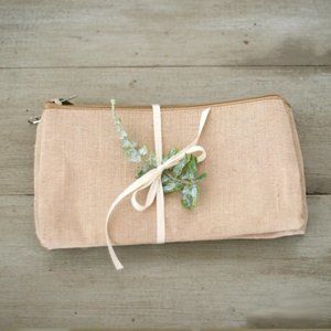 3 Natural Jute Blend Zipper Pouches/ Cosmetic/Bridesmaide Gift/Welcome Bag